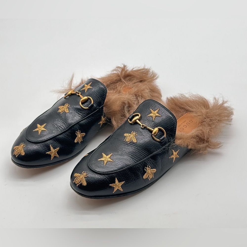 Gucci Princetown Horsebit Embroidered Bees Stars Leather
Loafer Mule EU 37.5 - Picture 7 of 13